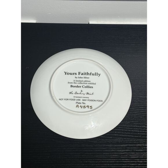 Limited Edition The Danbury Mint Yours Faithfully Border Collie Collection Plate - Picture 3 of 3